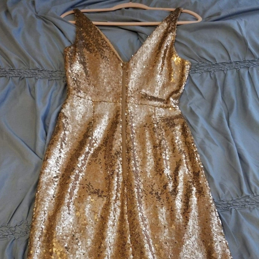 SOLD*WINDSOR Gold Sequin Evening Gown- Size 8/10